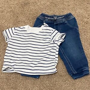 Both 6mo Striped T-Shirt and Blue Jeans Set